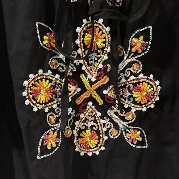 Double D Ranch Embroidered Blouse/Dress Size L Western Wear, Boho, Floral - Picture 2 of 8